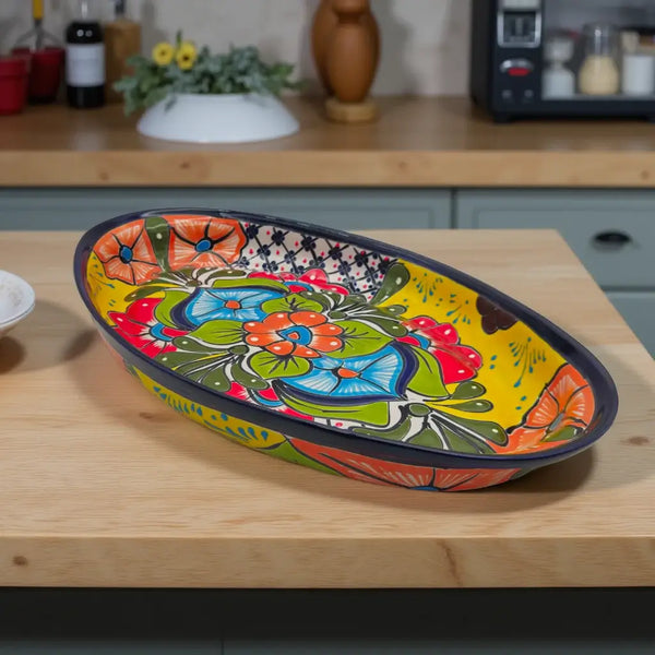 Extra large oval Talavera platter, hand-painted Mexican ceramic