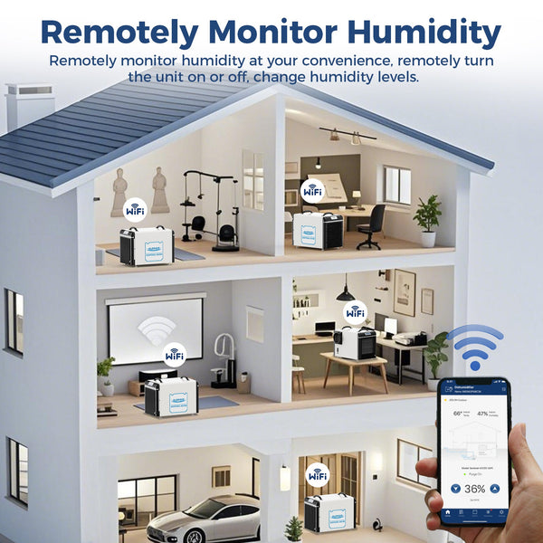 AlorAir Sentinel HDi90 WiFi crawlspace dehumidifier, detail view