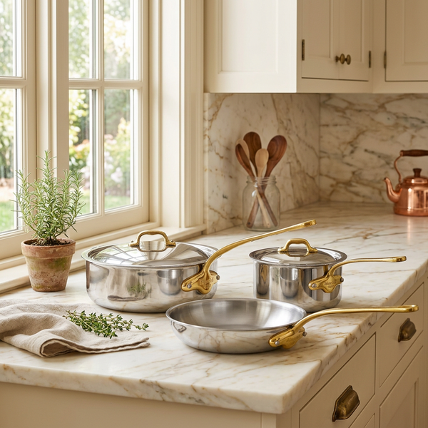 Mauviel 1830 M'COOK B 5-Ply 5-Piece Cookware Set With Brass Handles