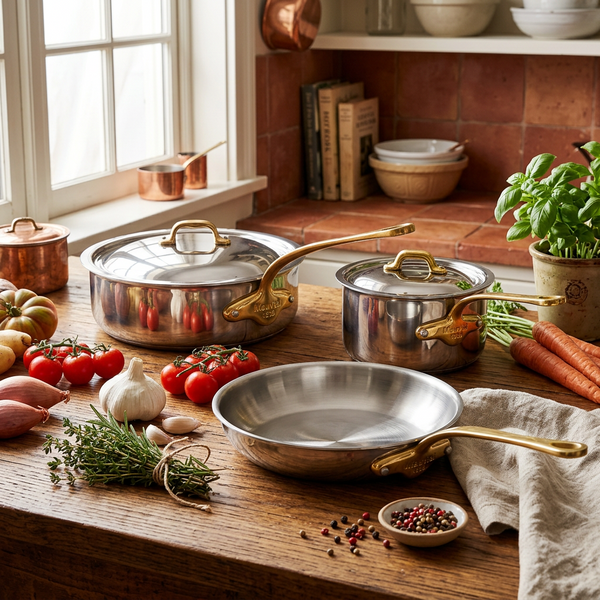 Mauviel 1830 M'COOK B 5-Ply 5-Piece Cookware Set With Brass Handles