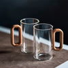 Glass Mug Set with Dark Walnut Handle | Eco-Friendly Mugs | GenTree Home