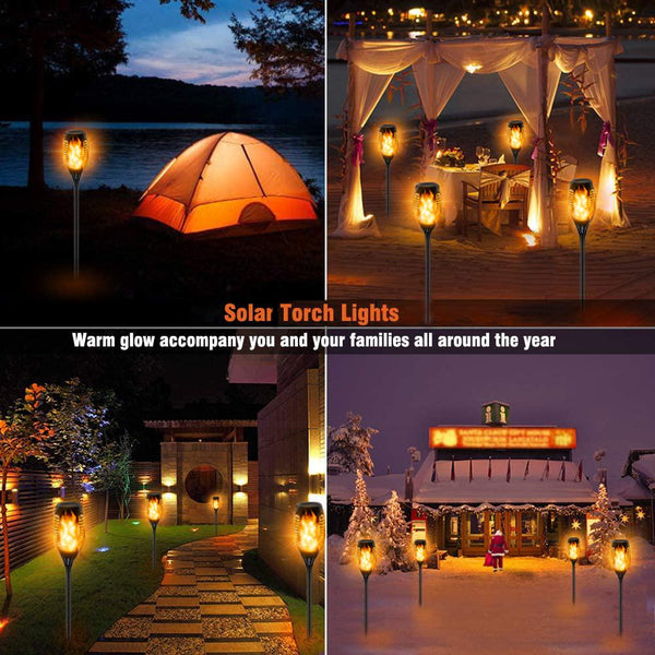 Solar flame torches with LED flickering firelight, outdoor garden decor – view 4
