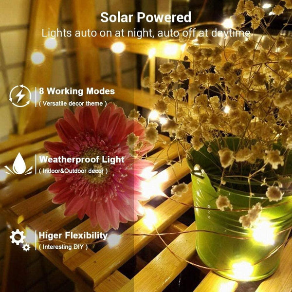 Enchanted solar glow string lights, 20m waterproof outdoor decor – view 10