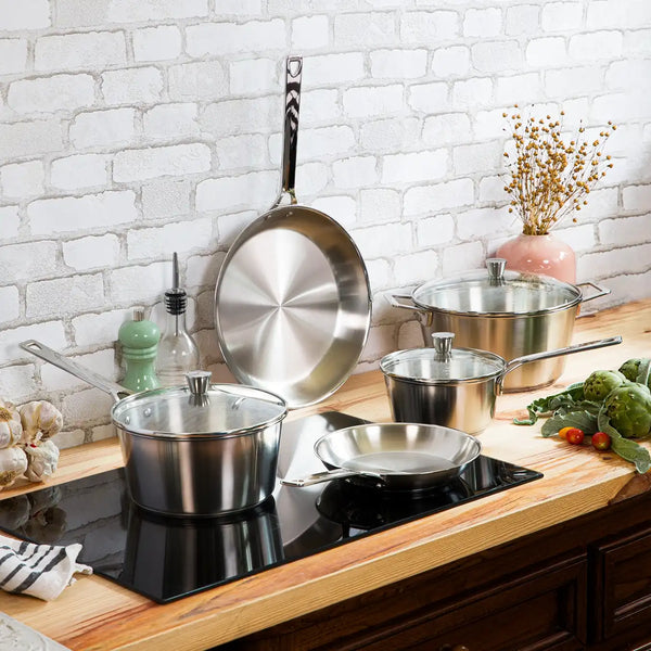 CRISTEL 1826 stainless steel cookware set, 8 piece, saucepans, stewpot and frying pans