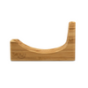 NULU bamboo knife dock with curved blade-storage groove and engraved logo, shown without a knife