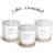 Three candles with labels on a white background, featuring the brand 'Calm + Grounded'
