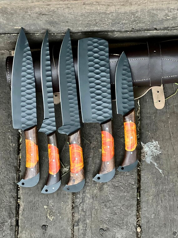 Handmade Damascus steel 8-inch chef knife with rosewood handle, view 2