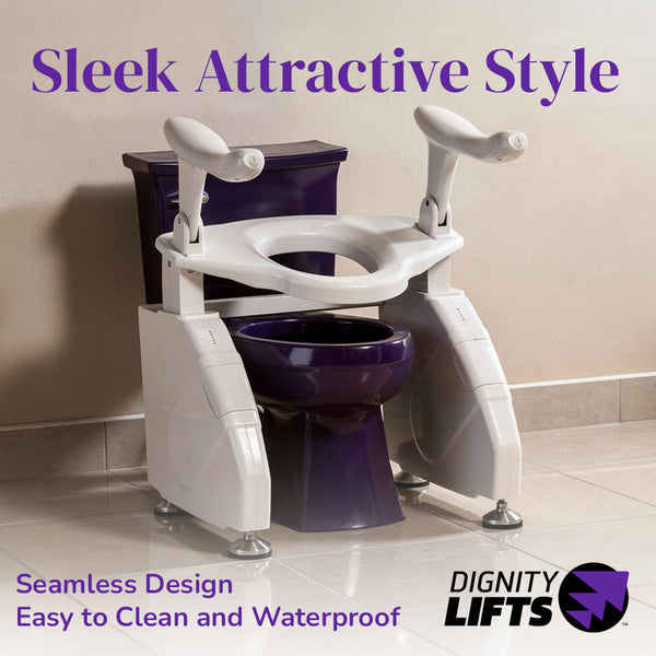 Dignity Lifts DL2 Deluxe Toilet Lift with seat raised, photo 2 of 6