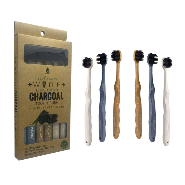 Wide-Head Charcoal Infused Toothbrush | Premium Cedarwood Oral Care