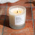 Minimalist soy candle styled in a serene, nature-inspired living room