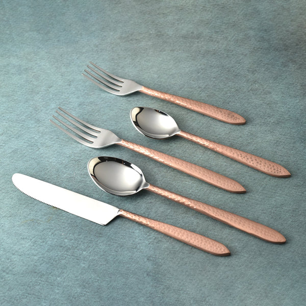 INOX Artisans Crimson hammered flatware place setting, view 4