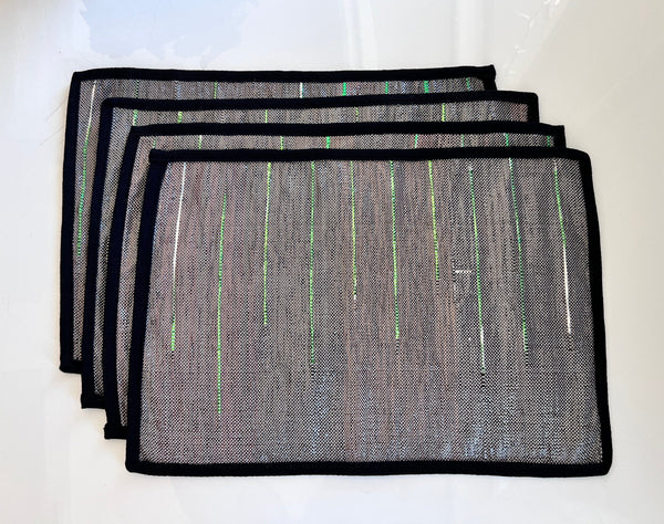 Artisan Upcycled Woven Placemats (Set of 4) | Eco-Conscious Tabletop Decor