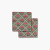 Banyan and Birch Noor hand-block printed cotton napkins in olive and pink