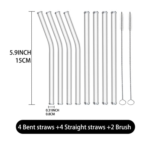 Close-up of durable, heat-resistant borosilicate glass straw, shatter-resistant and BPA-free