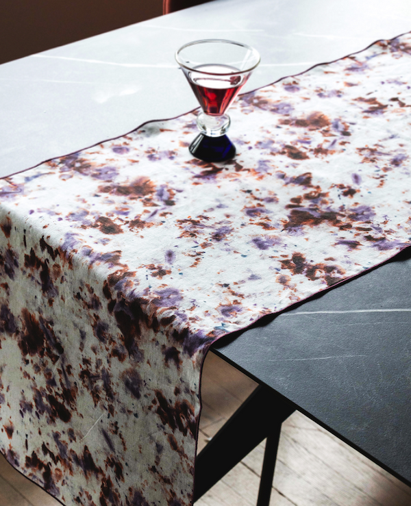 Goldie Home Rose Marble linen table runner, 16 x 90 inches, view 2