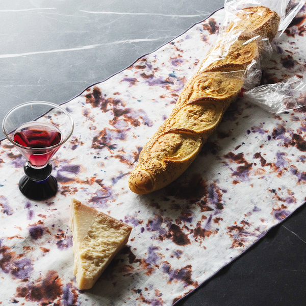 Goldie Home Rose Marble linen table runner, 16 x 90 inches