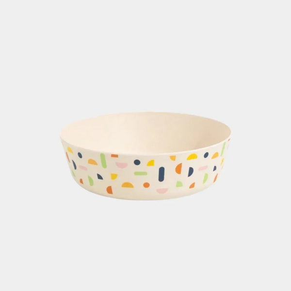 Terrazzo print bamboo fiber serving bowl set, 4-piece shatterproof and biodegradable bowls