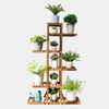 6-tier pine wood plant stand, vertical staggered display tower for indoor and outdoor plants