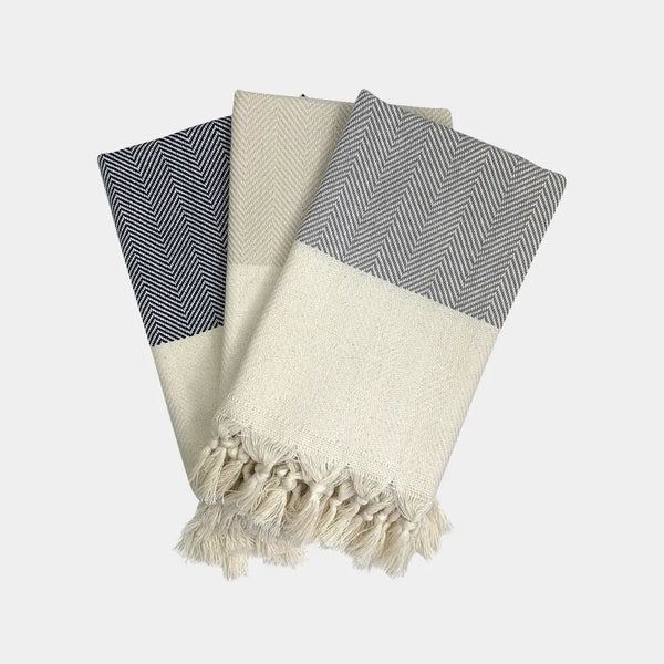 Navy blue Herringbone weave Turkish cotton hand towel