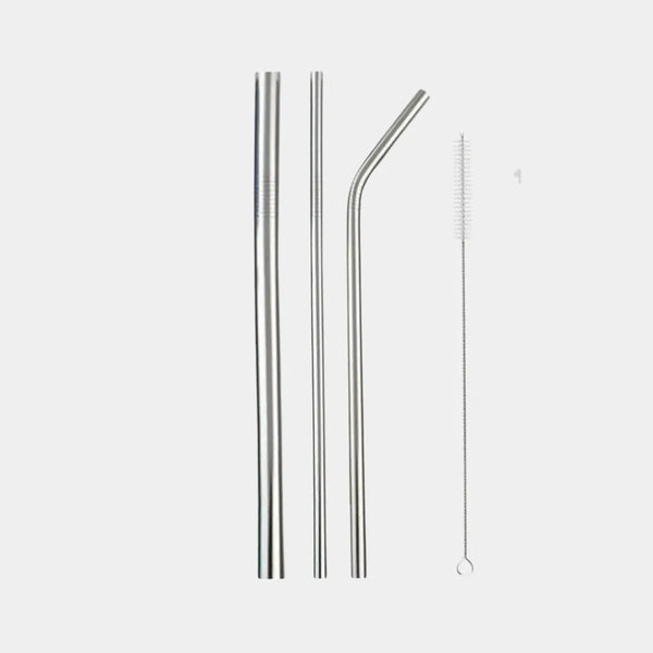 Premium bent stainless steel drinking straws, mirror-polished eco-friendly reusable straw set