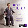 Dignity Lifts WL2 Bidet Toilet Lift, front view installed over a toilet