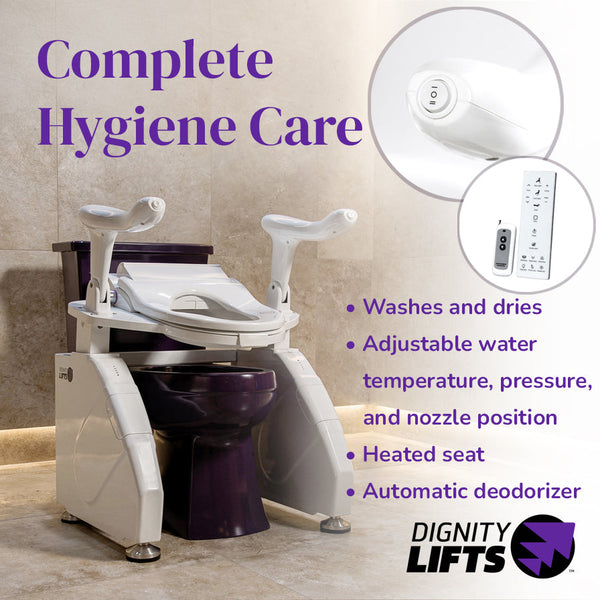 Dignity Lifts WL2 Bidet Toilet Lift with seat raised, photo 2 of 6