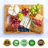 Double-sided bamboo board used as charcuterie serving platter for hosting and entertaining