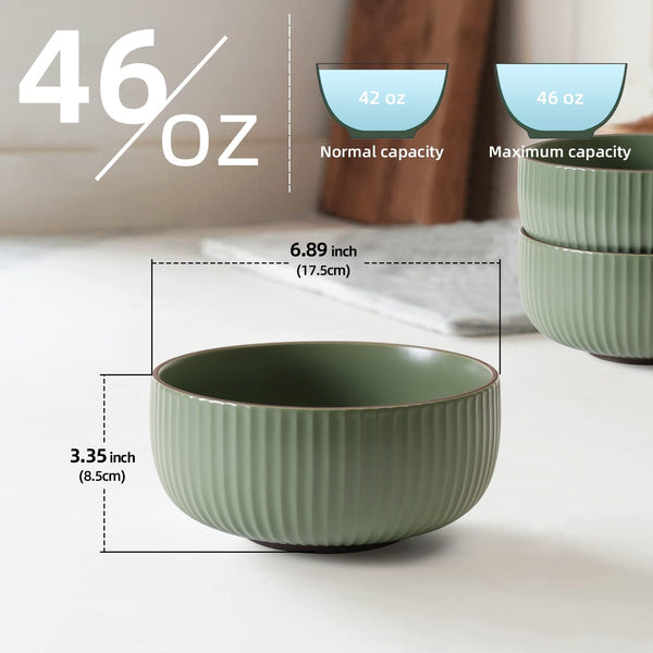 Ceramic bowls for kitchen, 46oz bowl set of 4 for cereal, salad, pasta – view 5