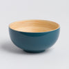 "Hand-crafted bamboo dining bowl, 6.3-inch eco-friendly artisan tableware in natural finish."