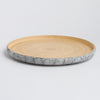 Round Bambootray with natural woodtop and speckled gray base