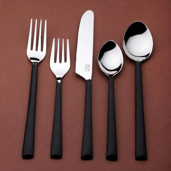 INOX Artisans Brier matte black flatware place setting, view 2