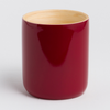 "Close-up of the smooth bamboo rim and artisanal finish of the LY mug"
