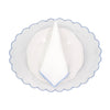 Chouchou Touch white linen napkins with blue satin-stitch edges, set of 4, view 8