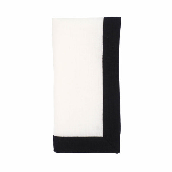 Chouchou Touch linen napkins with black borders, set of 4, view 4