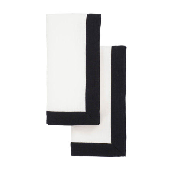 Chouchou Touch linen napkins with black borders, set of 4, view 5