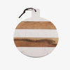 INOX Artisans Mez round white marble and acacia wood paddle charcuterie board