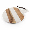 INOX Artisans Mez round white marble and acacia wood paddle charcuterie board, view 3
