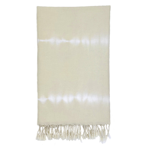 Sand tie dye Turkish beach towel with hand-knotted tassels