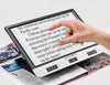 Eschenbach Visolux Digital XL FHD magnifier on its built-in stand