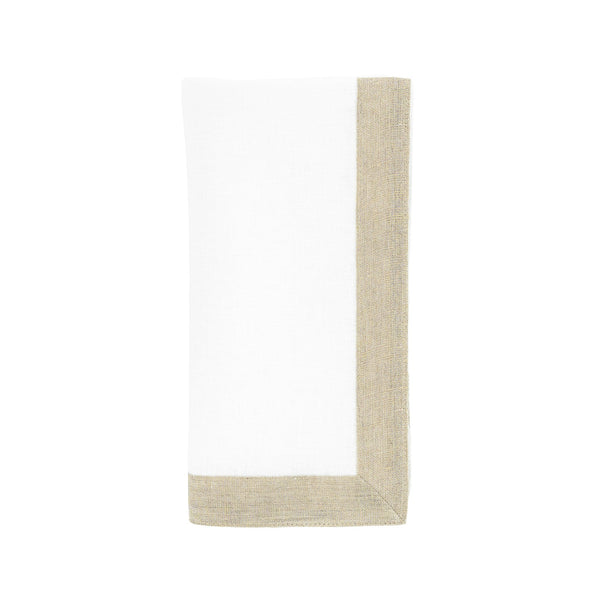 Chouchou Touch white linen napkins with sparkle borders, set of 4, view 6