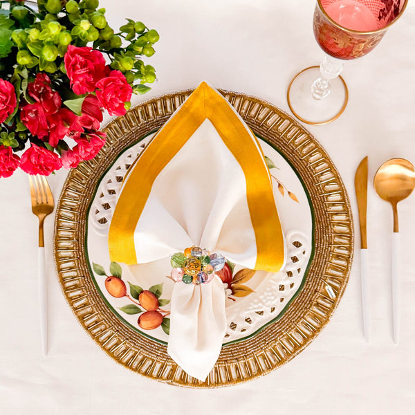 Chouchou Touch Yellow Diamonds round glass-beaded placemat, view 7