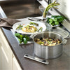 CRISTEL Strate brushed stainless steel cookware set with detachable handles