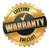 Gold and black 'Lifetime Warranty' badge on a white background