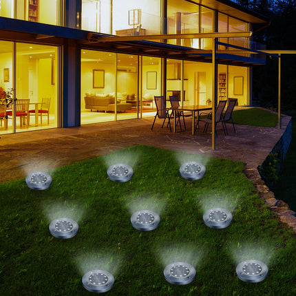 Solar Powered Buried Lights | 8 LED Disk | GenTree Home Shop