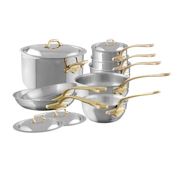 Mauviel 1830 M'COOK B 5-Ply 12-Piece Cookware Set With Brass Handles