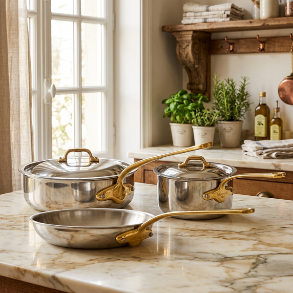 Mauviel 1830 M'COOK B 5-Ply 5-Piece Cookware Set With Brass Handles