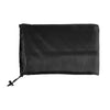 Black drawstring bag on a white background