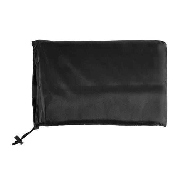 Black drawstring bag on a white background