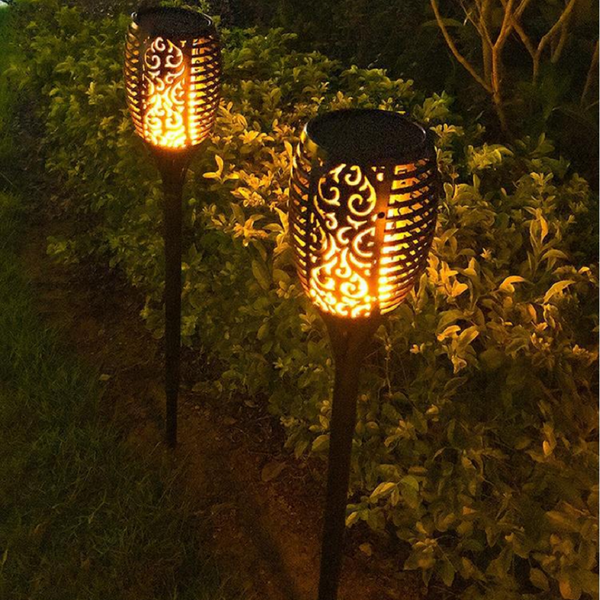 Solar flame torches with LED flickering firelight, outdoor garden decor – view 9