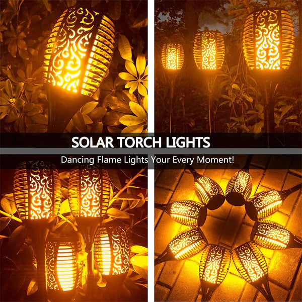Solar flame torches with LED flickering firelight, outdoor garden decor – view 3